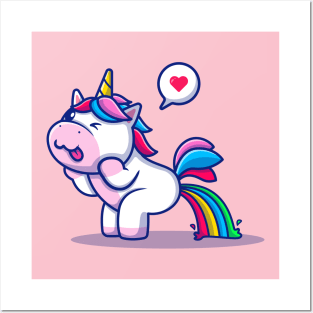 Cute Unicorn Poop Rainbow Posters and Art